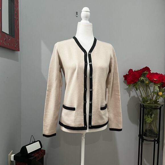 NEW CW Academia Wool V-neck Oversized Cardigan Sweater Cream Charcoal Sz… - Picture 8 of 16